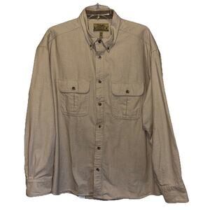 Cabelas Shirt Mens Sz XL Tan Deerskin Soft‎ Chamois Flannel Long Sleeve Pockets